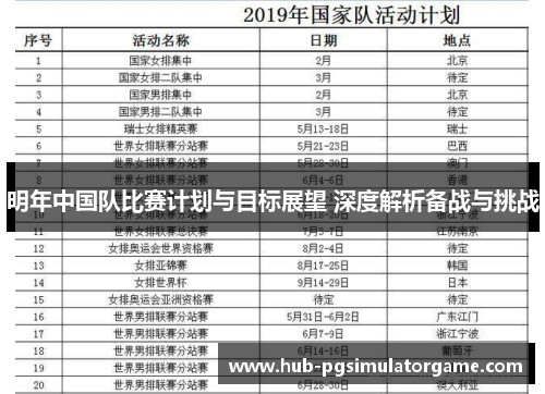 明年中国队比赛计划与目标展望 深度解析备战与挑战